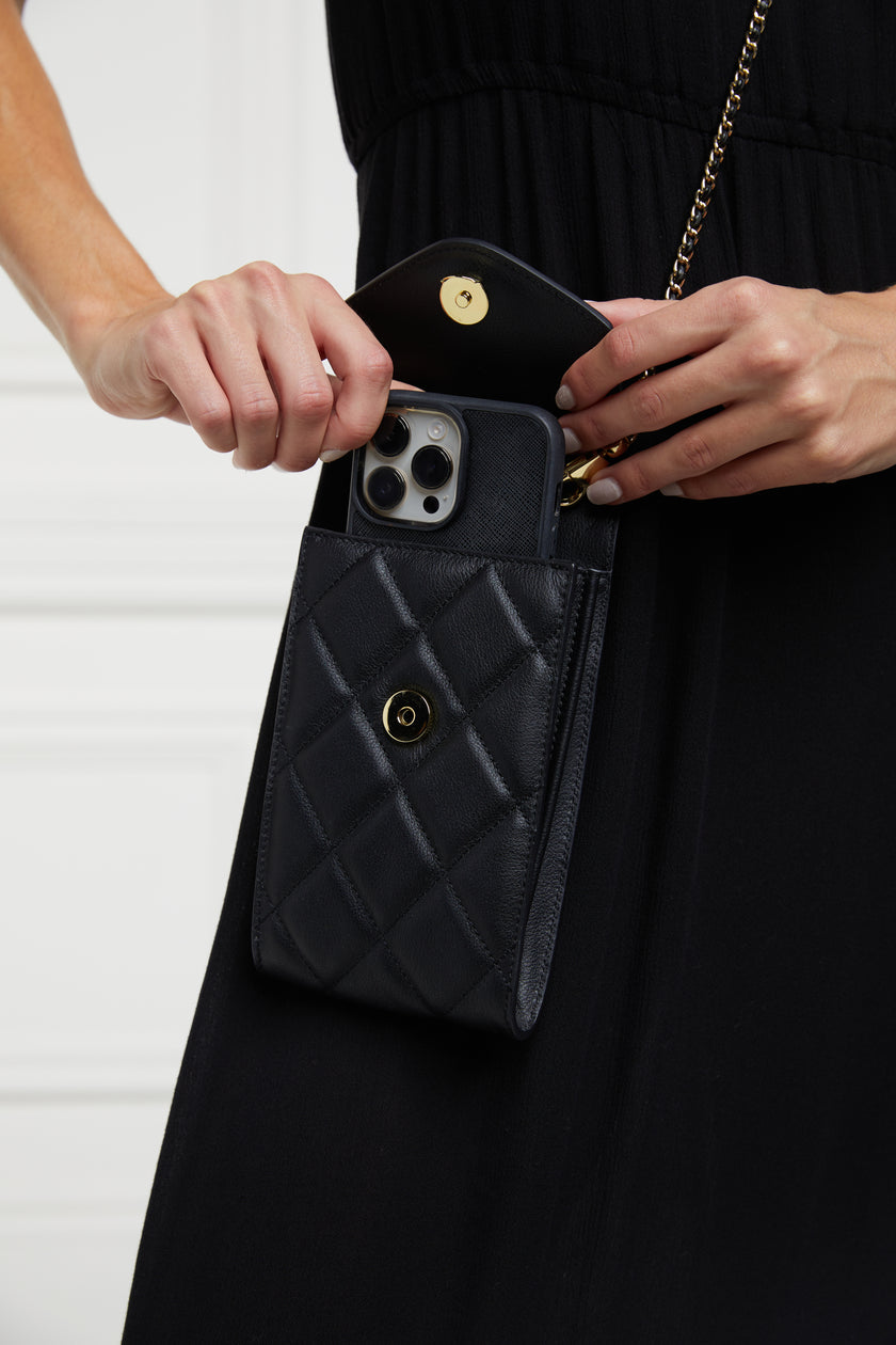 Knightsbridge Phone Pouch (Black Quilted)