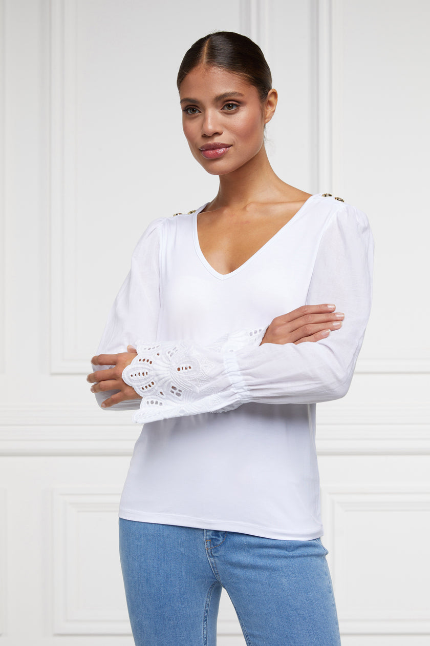 Camilla V-Neck Blouse (White)