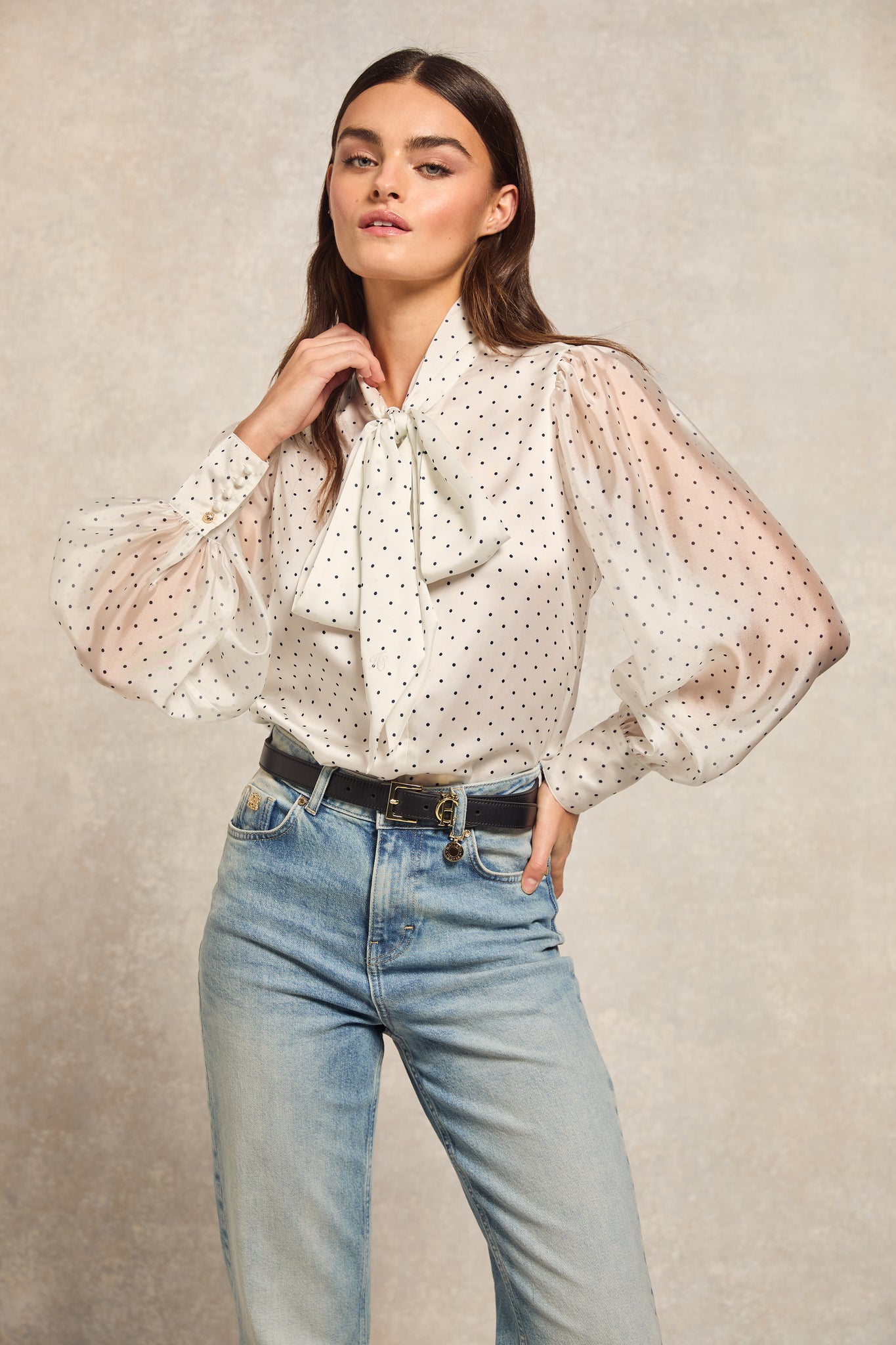 Ariella Blouse (White Polka Dot)