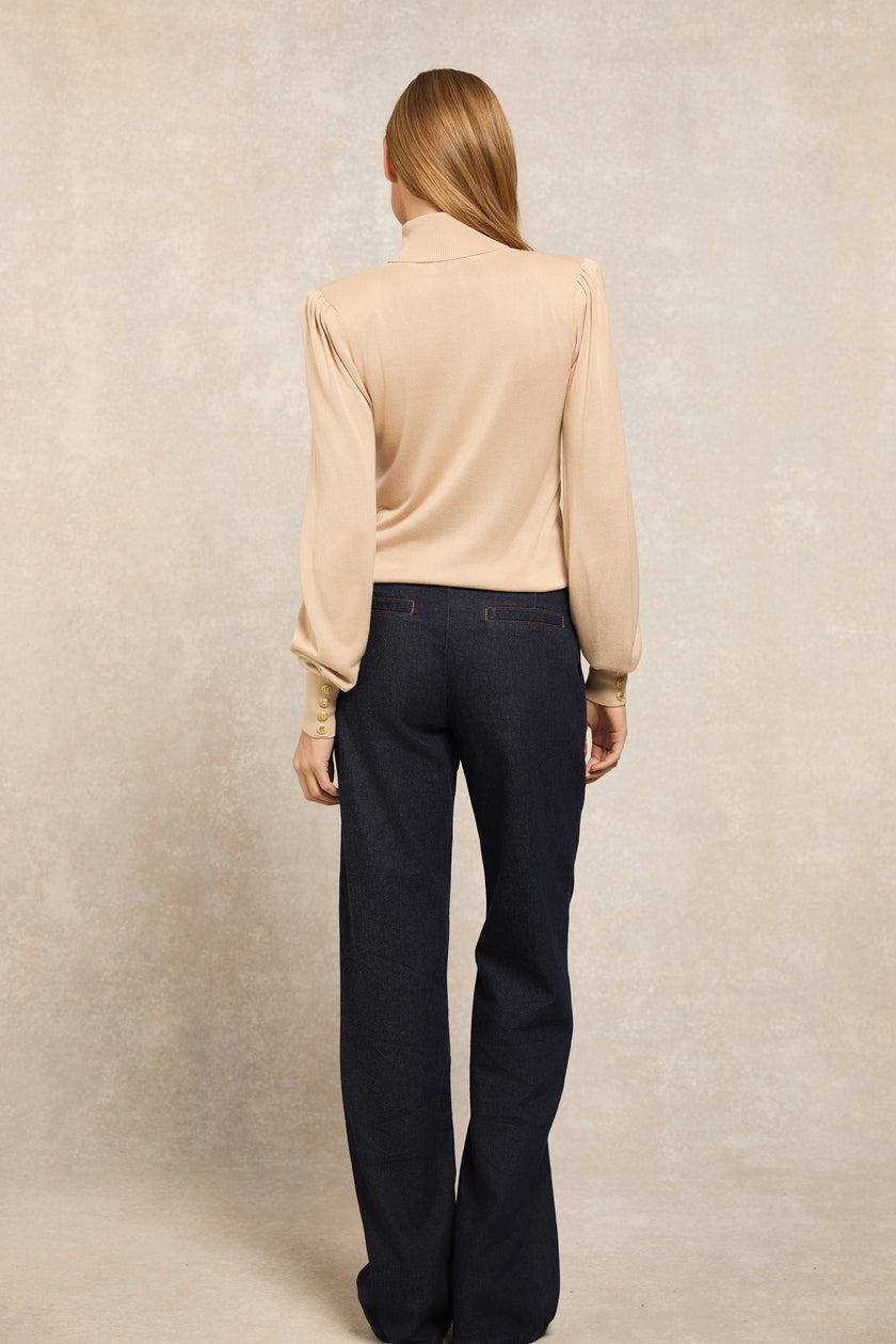 Structured Kelsie Roll Neck Knit (Light Camel)