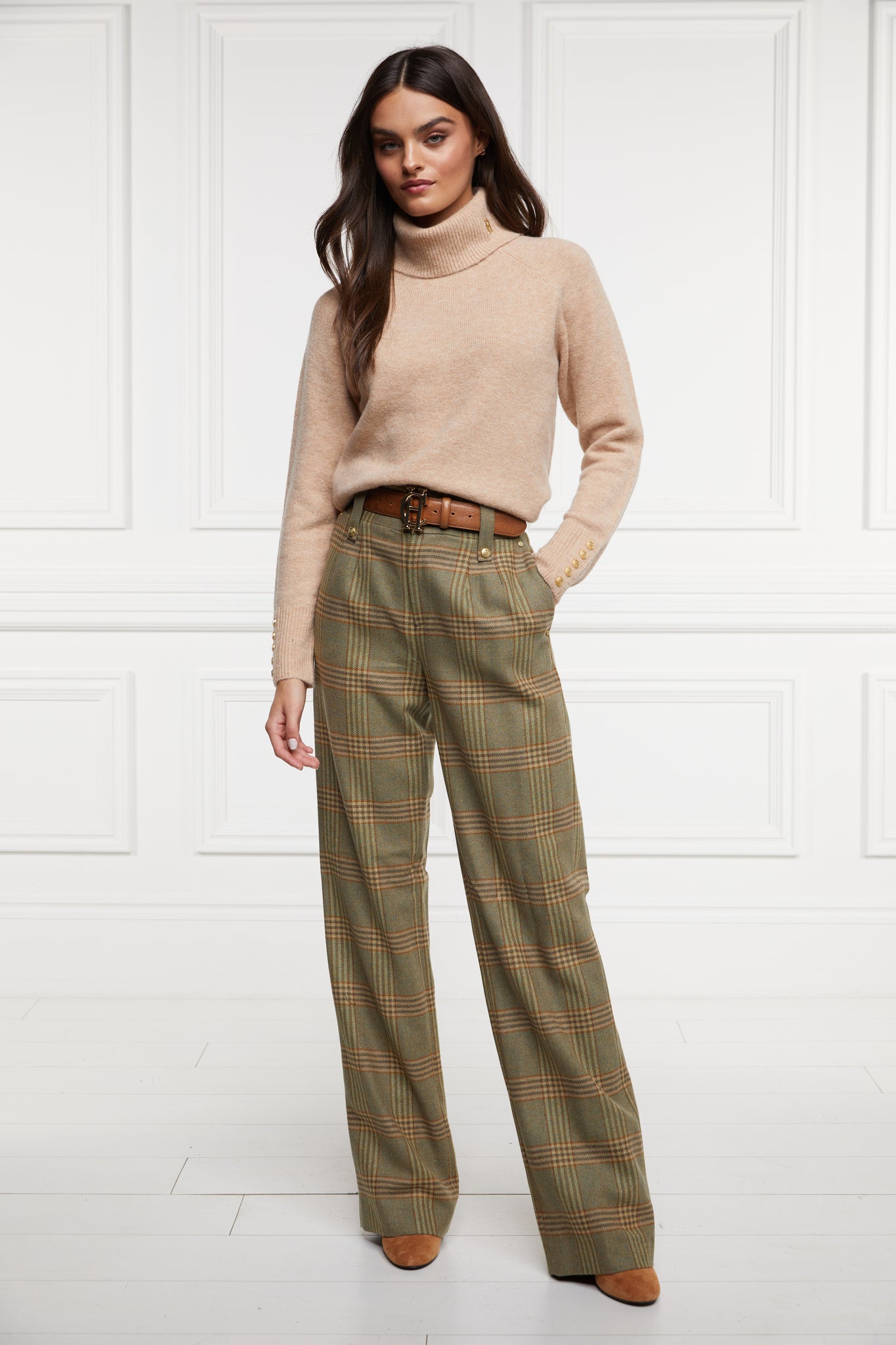 High Waisted Straight Trouser (Leveret)