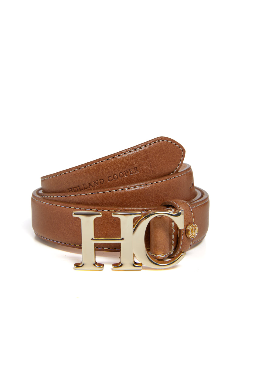 Atelier Slim Logo Belt (Tan Contrast)