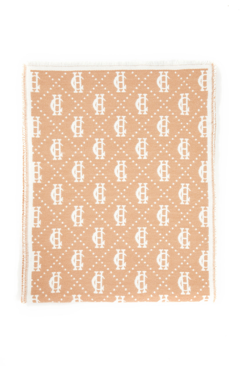 Lightweight Monogram Scarf (Camel Cream)