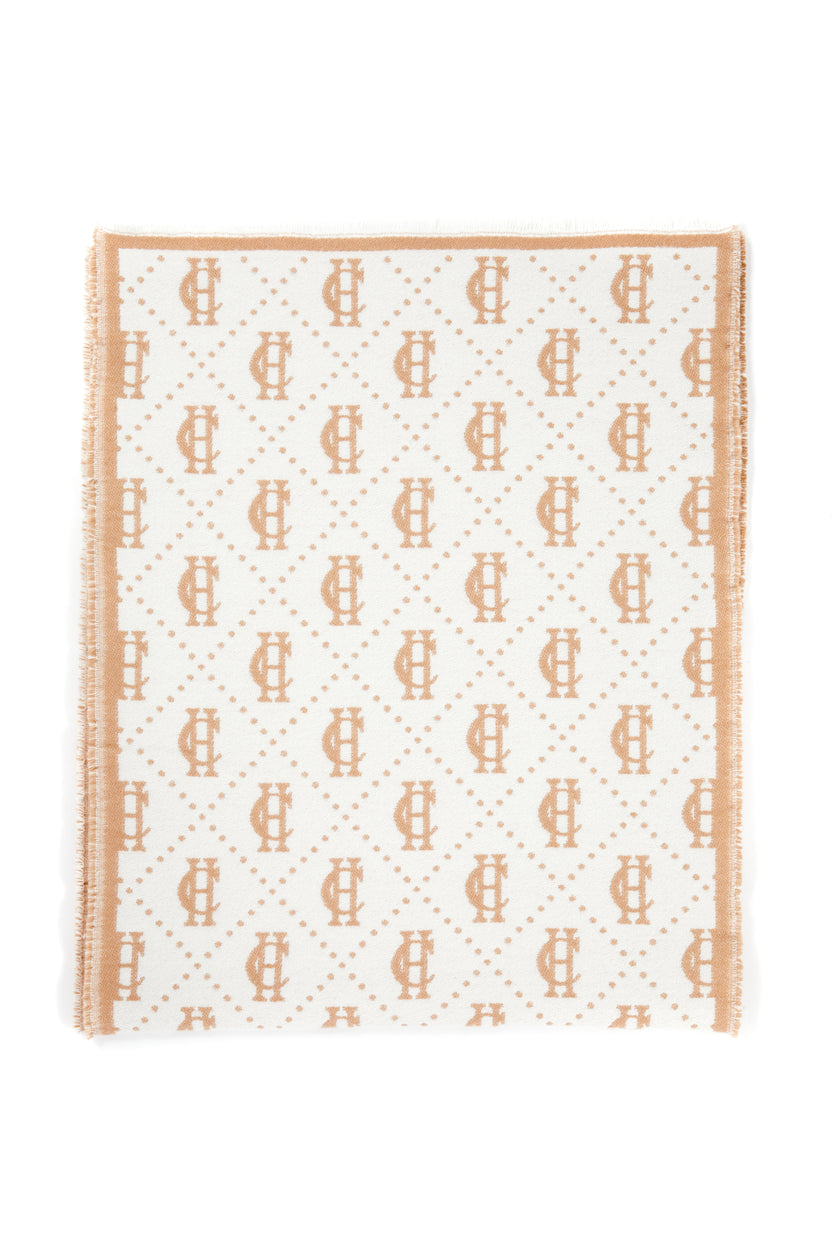 Lightweight Monogram Scarf (Camel Cream)