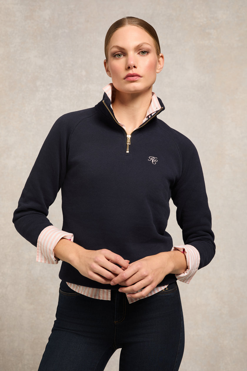 Burford Quarter Zip Neck Sweat (Ink Navy)