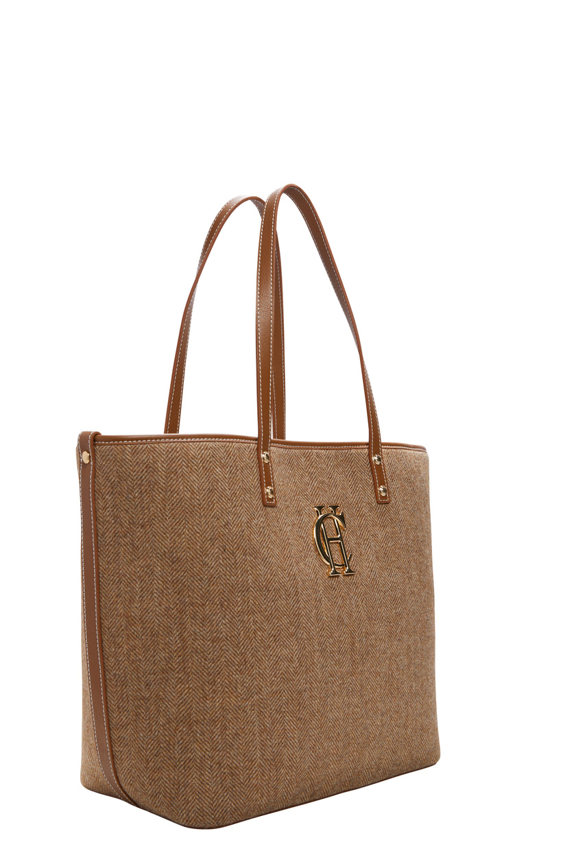 Kensington Tote Bag (Tan Herringbone)