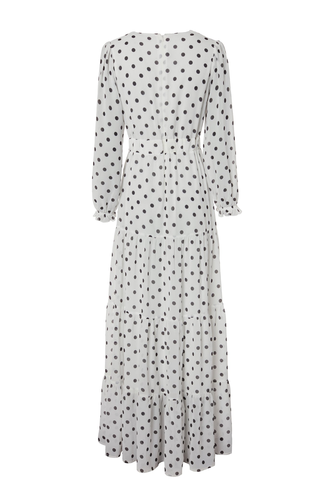 Bella Tiered Maxi Dress (White Black Polka Dot)