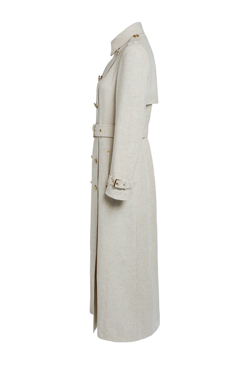 Full Length Marlborough Trench Coat (Natural Linen)