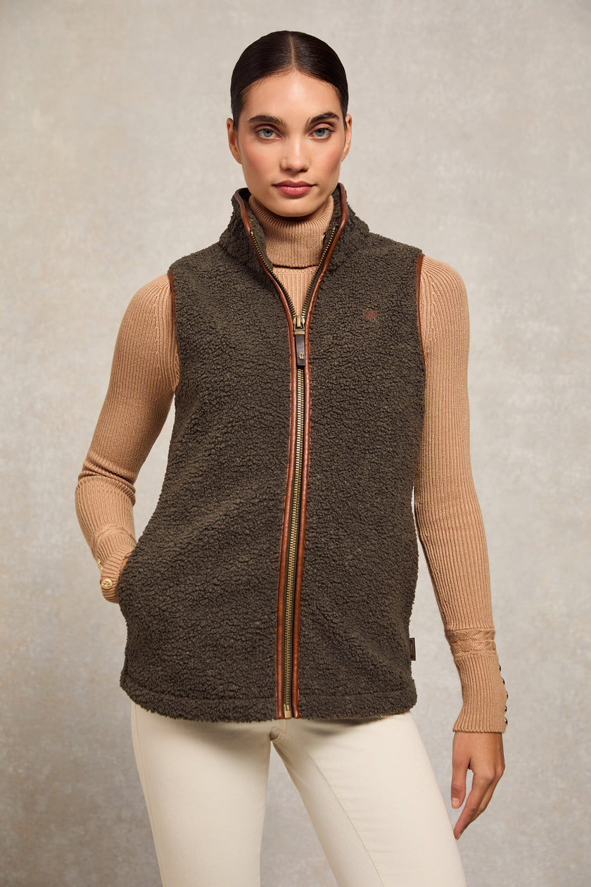 Country Fleece Gilet (Khaki Borg)