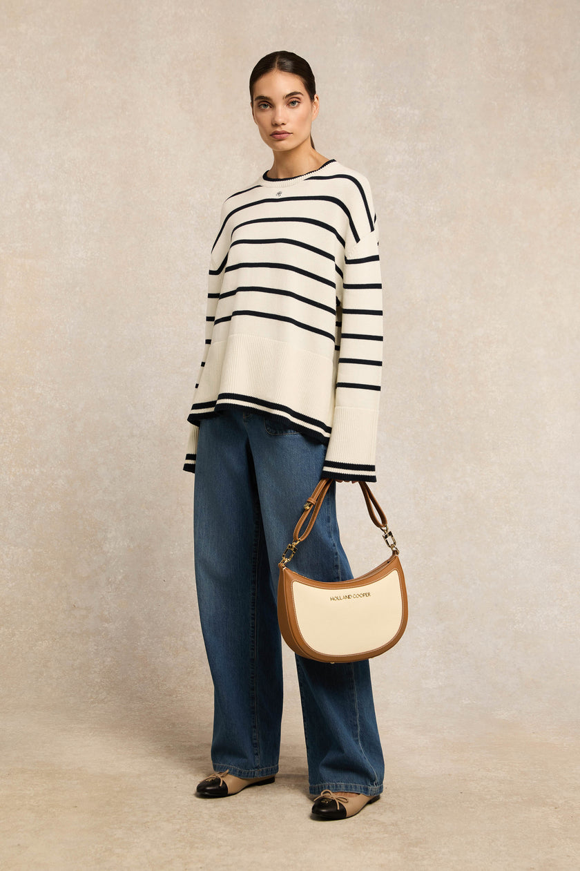 Antonia Crew Neck Knit (Natural Stripe)