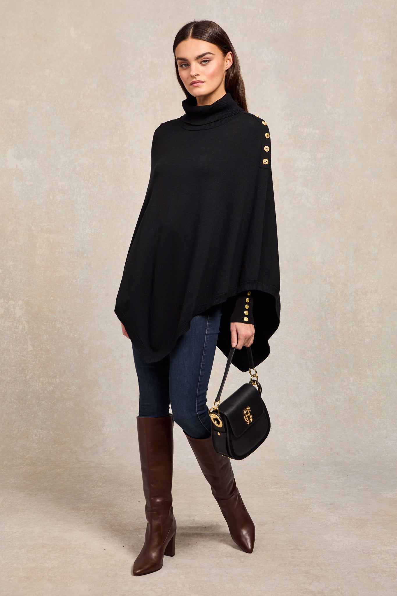 Roll Neck Cape (Black)