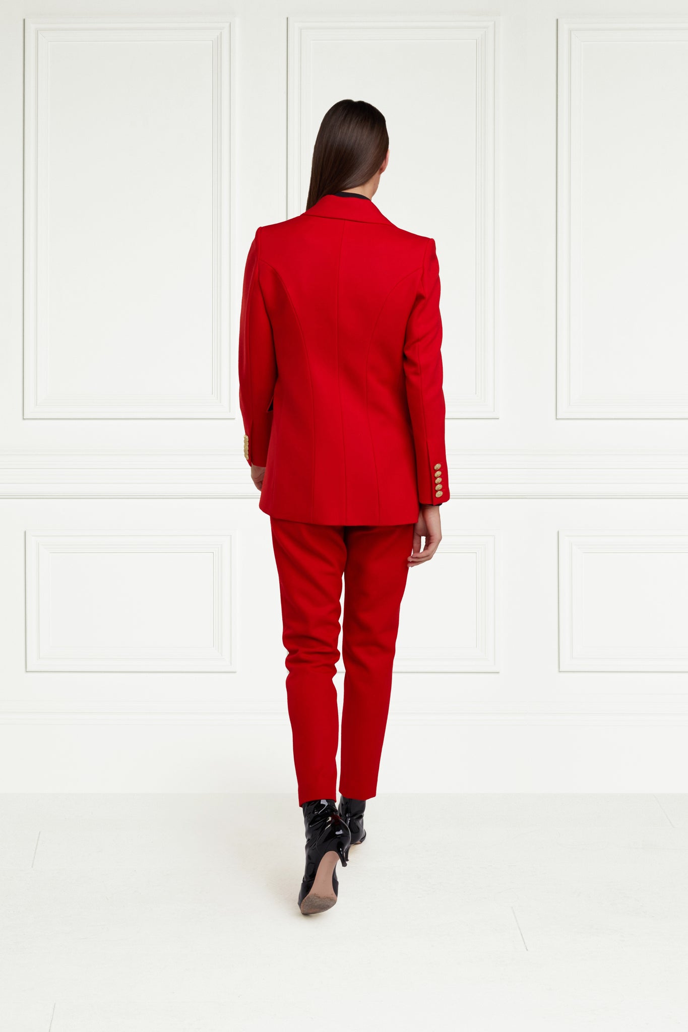 High Waisted Peg Trouser (Red Barathea)