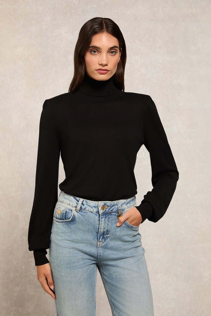 Structured Kelsie Roll Neck Knit (Black)