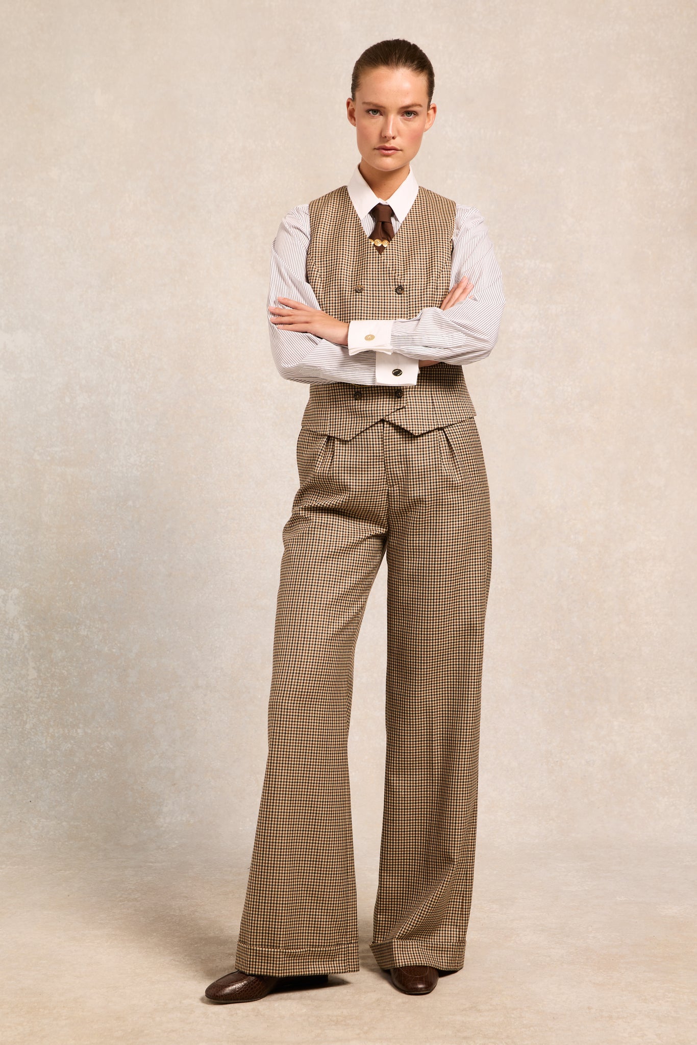 High Waisted Wide Leg Trouser (Westminster Tweed)