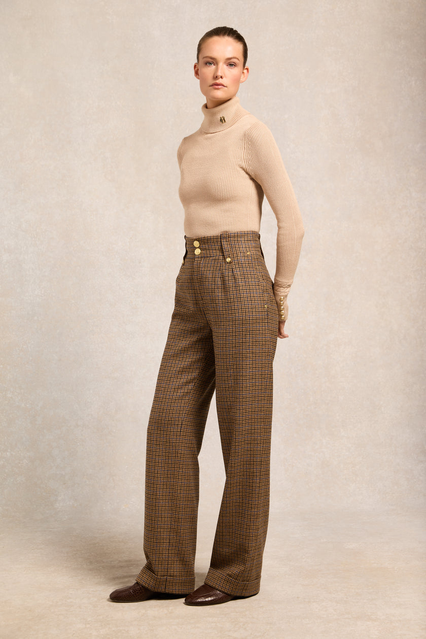 High Waisted Wide Leg Trouser (Abbot Check Tweed)