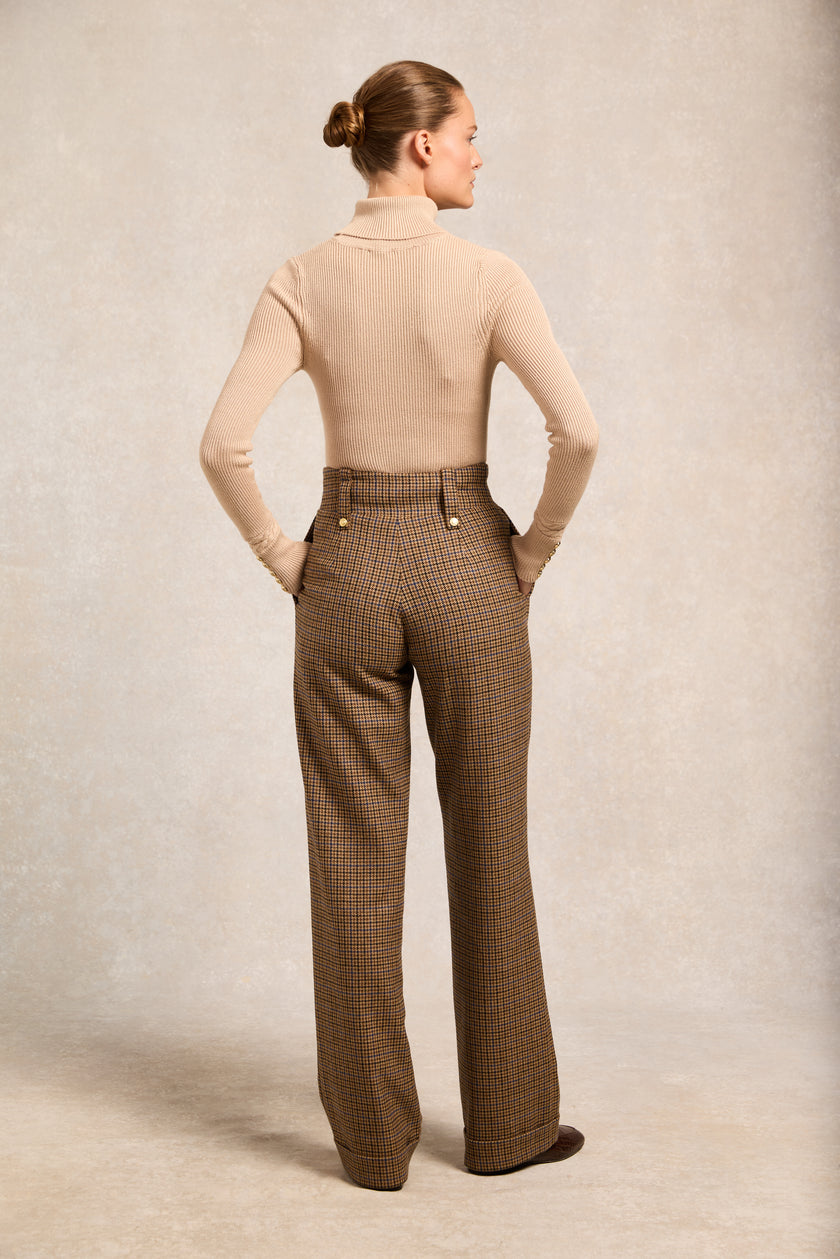 High Waisted Wide Leg Trouser (Abbot Check Tweed)