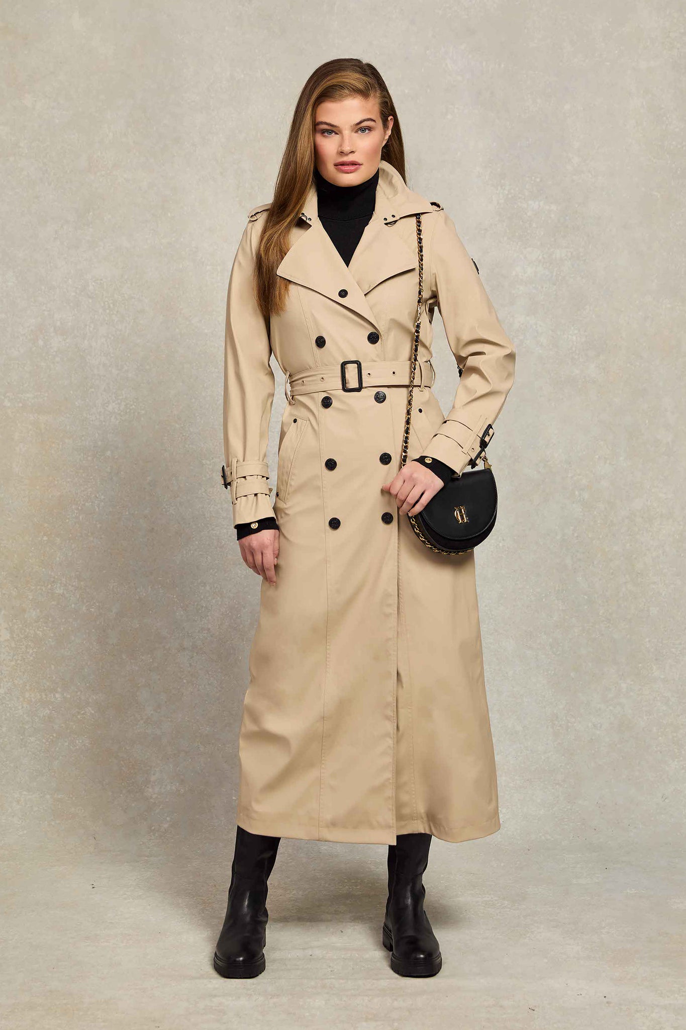 Full Length Kendal Waterproof Trench Coat (Stone)