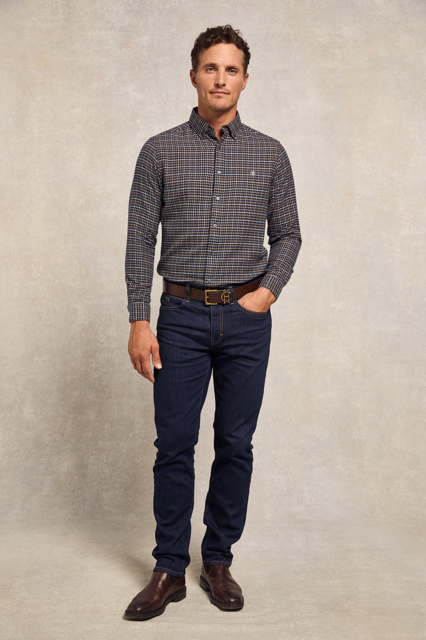 Classic Button Down Shirt (Cheltenham Navy Check)