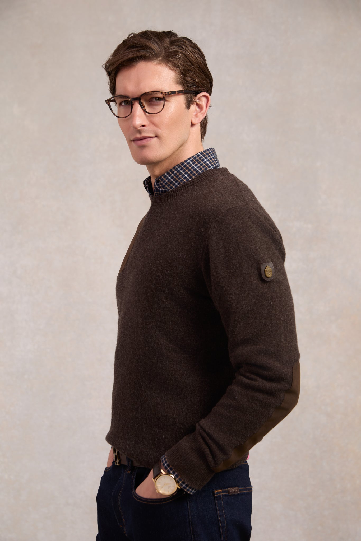 Country Crew Neck Knit (Chocolate)