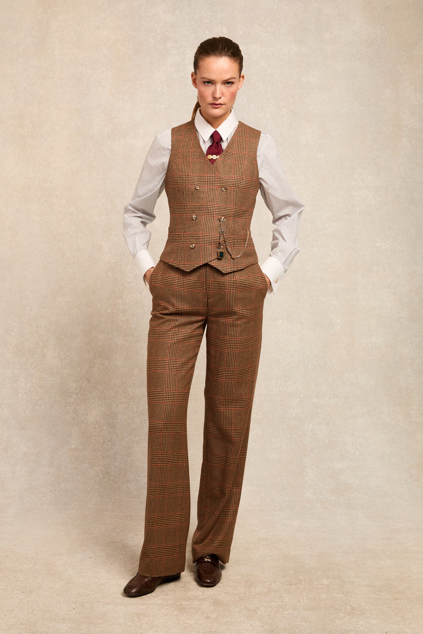 Kensington Waistcoat (Clarence Check Merlot)