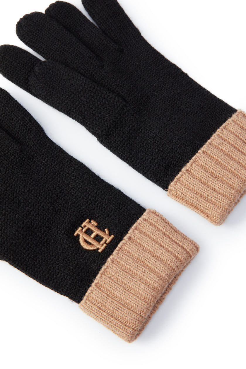 Chelsea Logo Knitted Gloves (Tan Black)