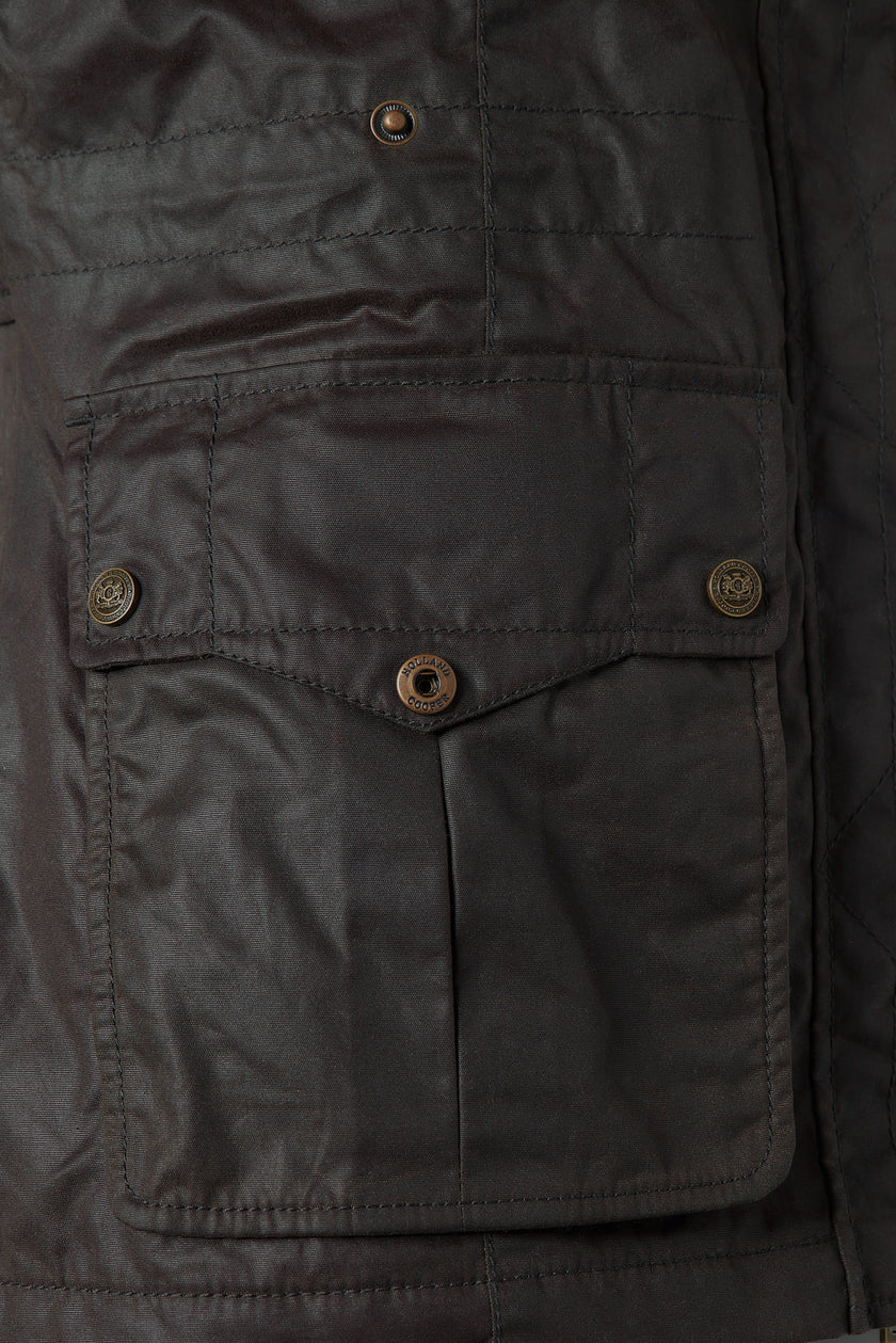 Alma Wax Gilet (Dark Olive)