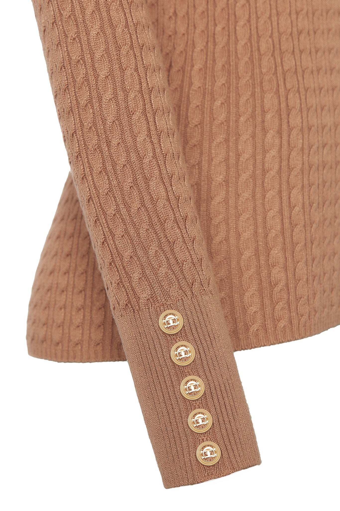 Ava Quarter Zip Knit (Dark Camel Marl)