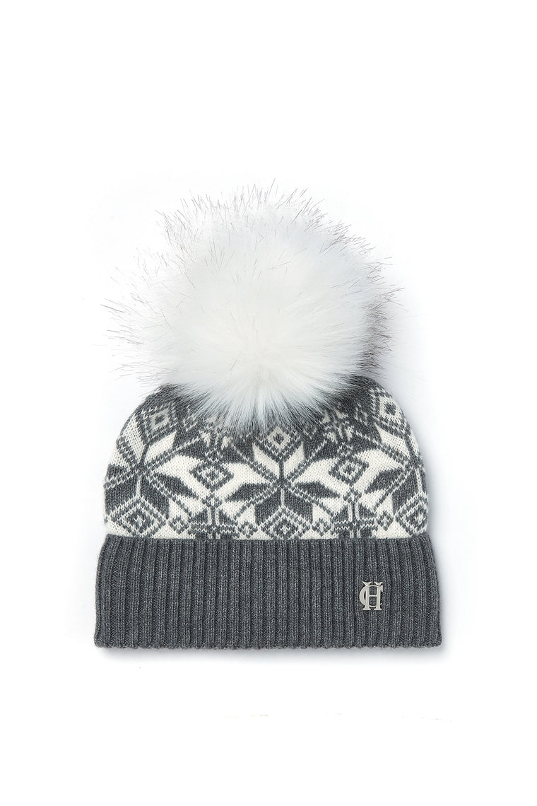 Beatrice Bobble Hat (Grey Marl Cream)