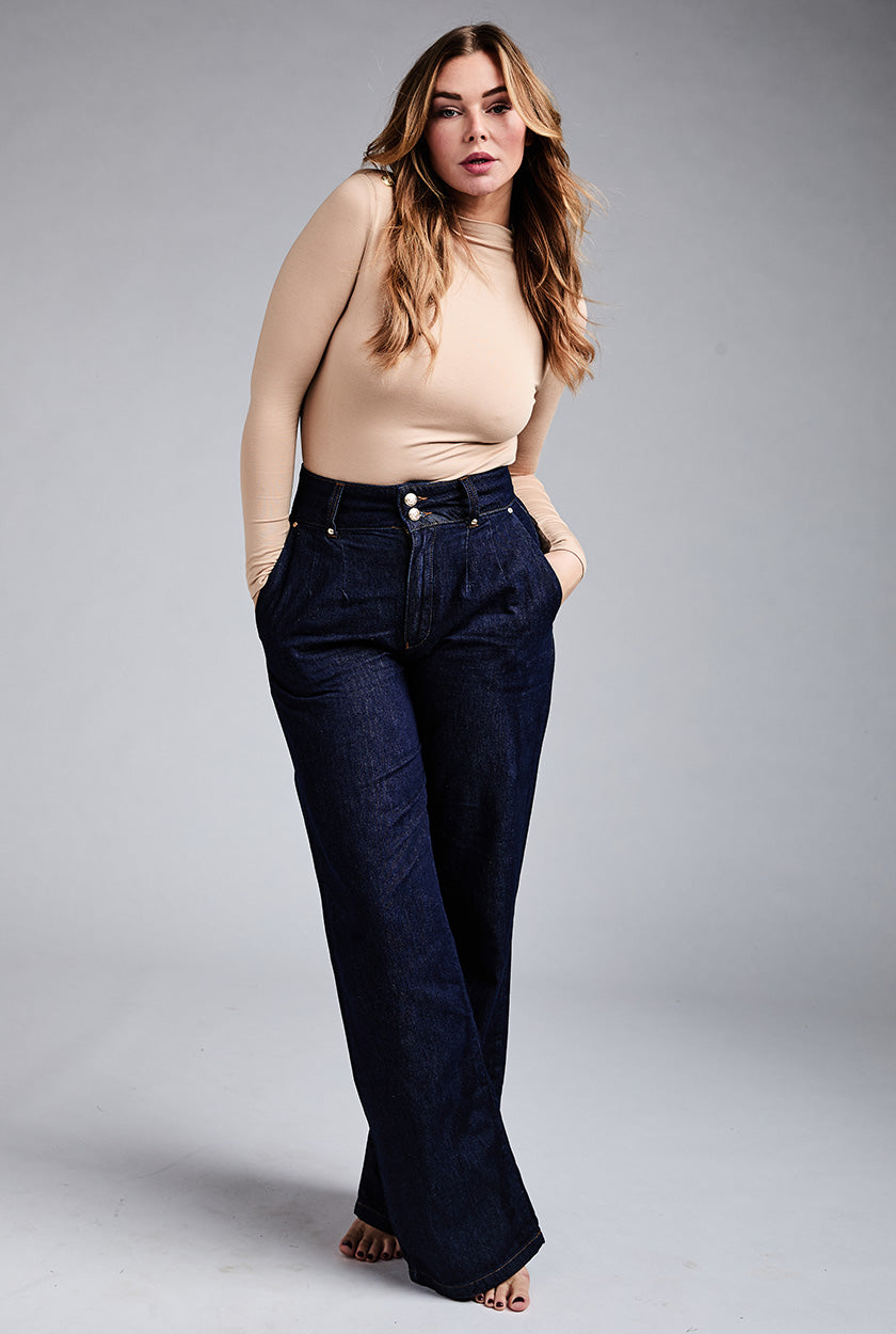 Tailored Wide Leg Jean (Deep Indigo)