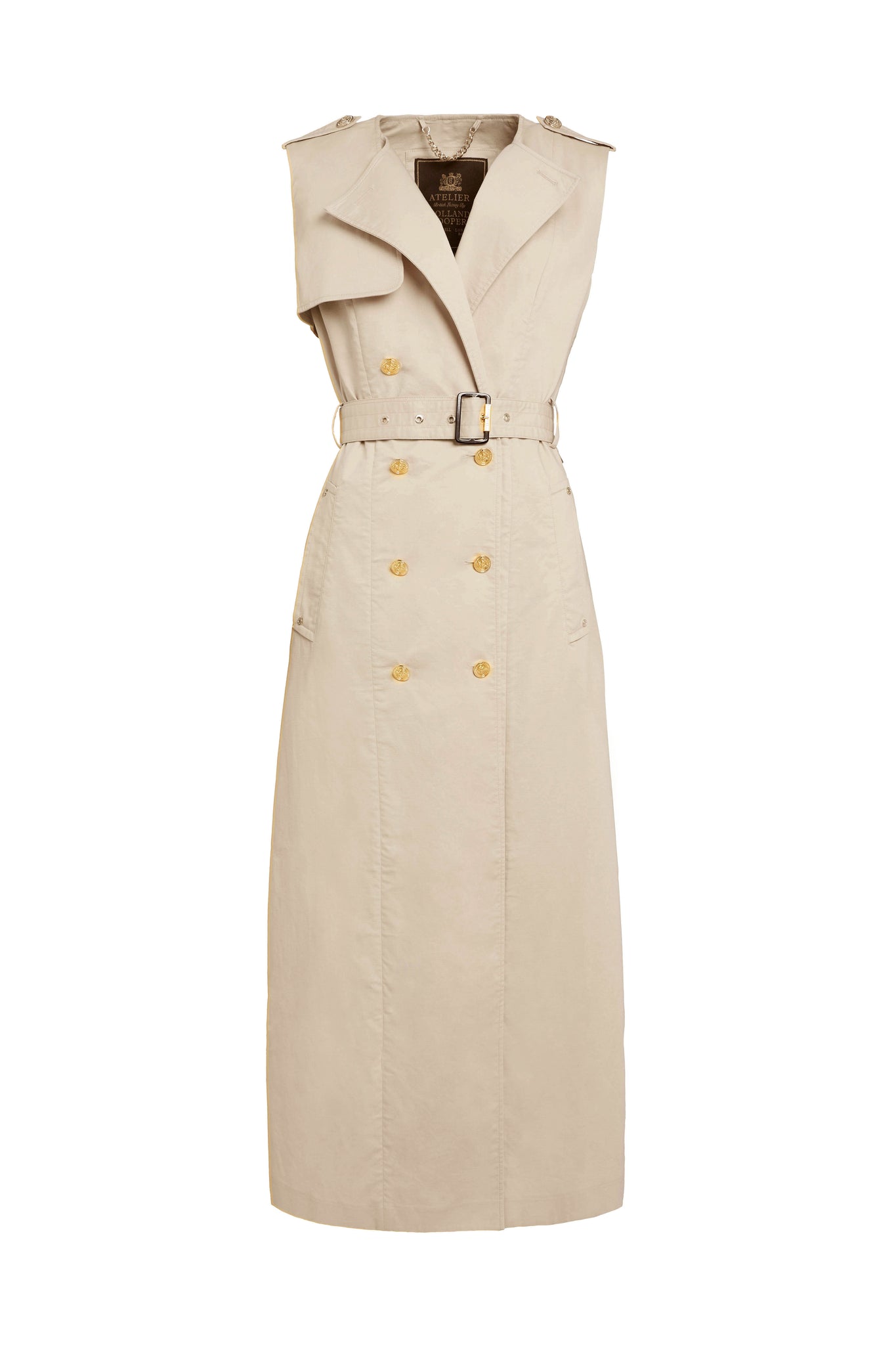 Collarless Trench Gilet (French Grey)