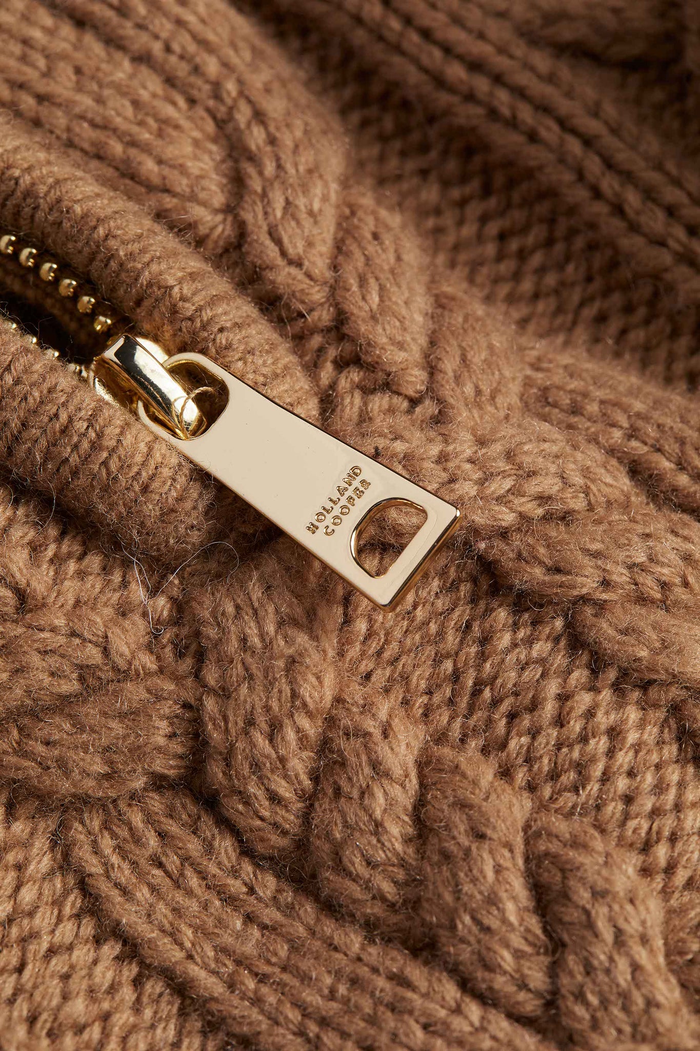 Country Cable Quarter Zip Knit (Caramel)