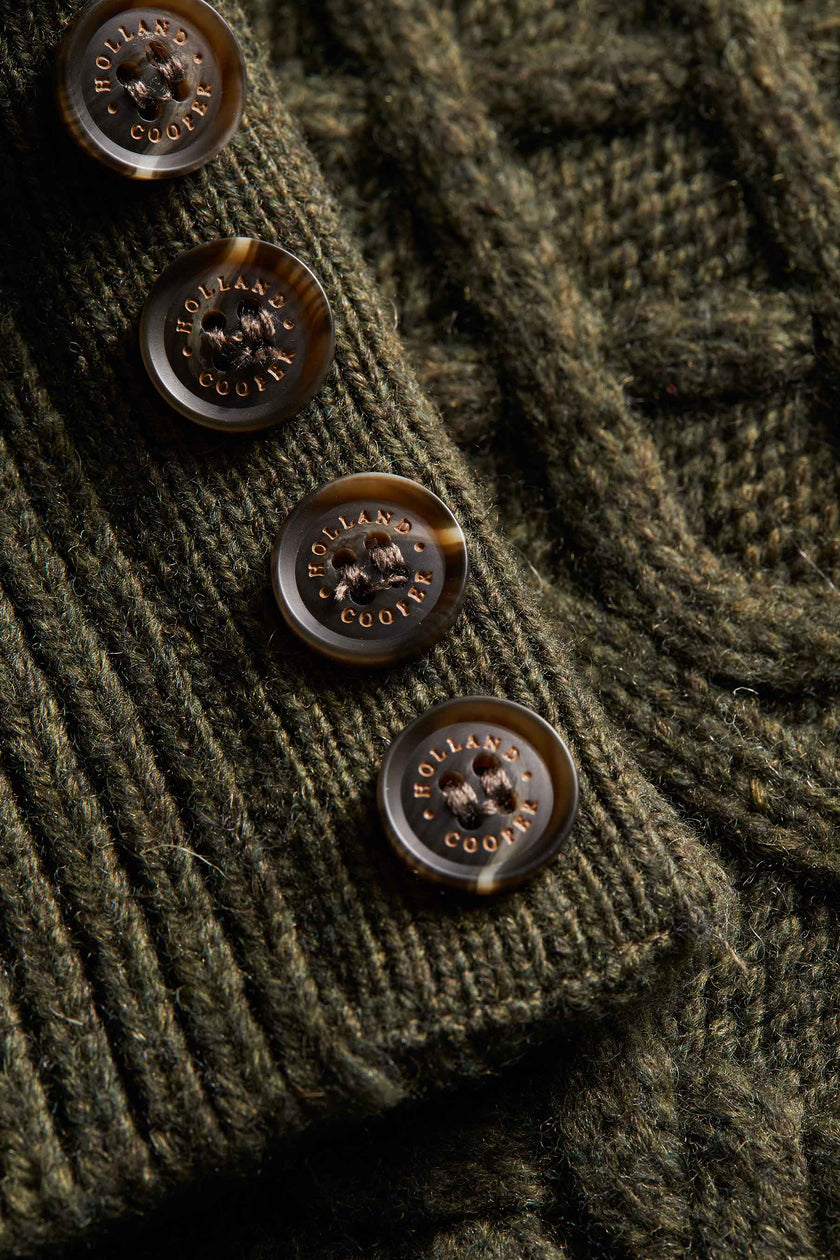 Country Cable Quarter Zip Knit (Forest Green)