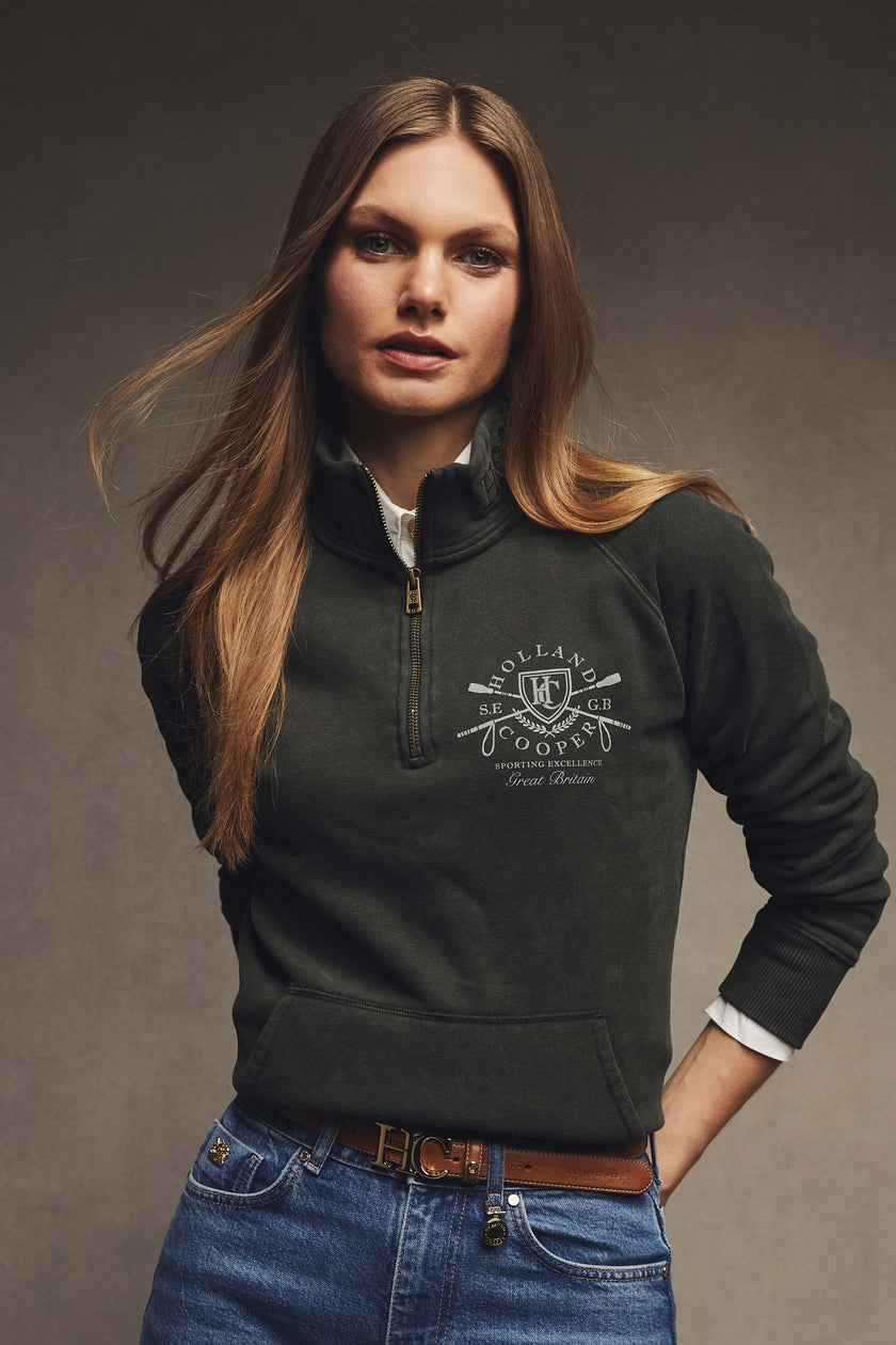 Crest Zip Henley (Racing Green)