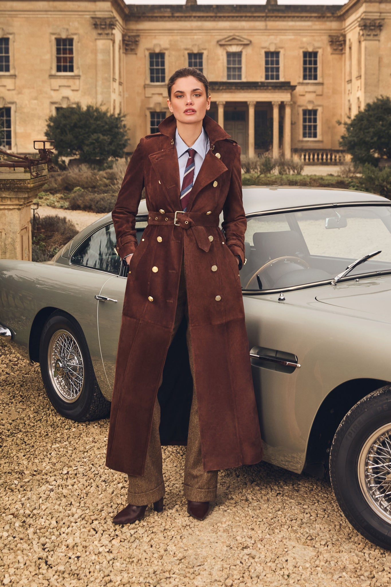 Chocolate Suede Trench Look