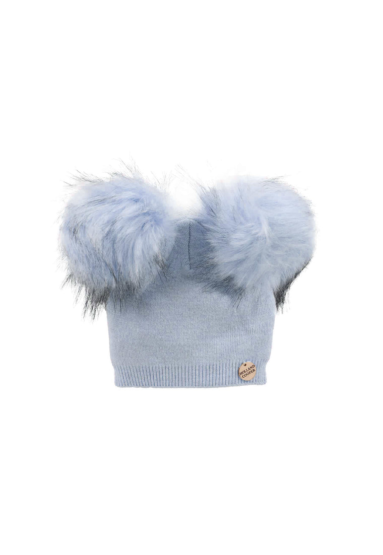 Little Double Bobble Hat (Baby Blue)