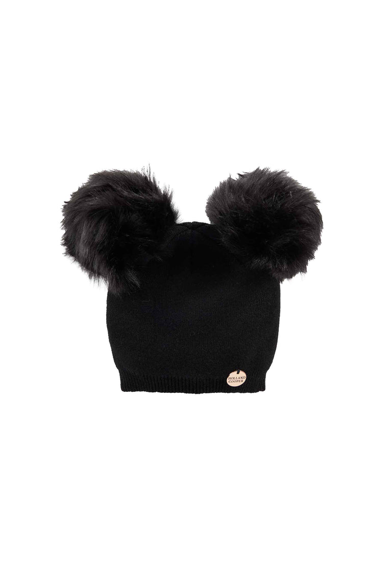 Little Double Bobble Hat (Black)