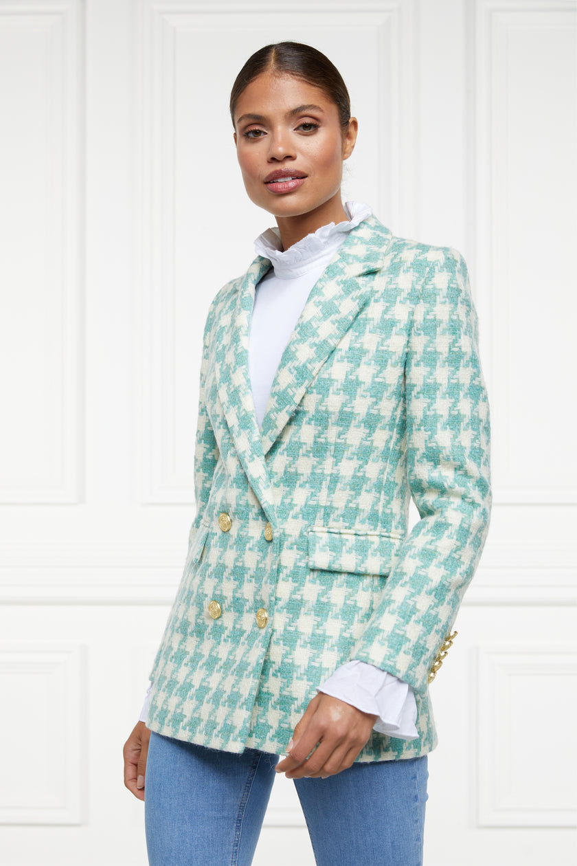 The Large Scale Teal Houndstooth Suit