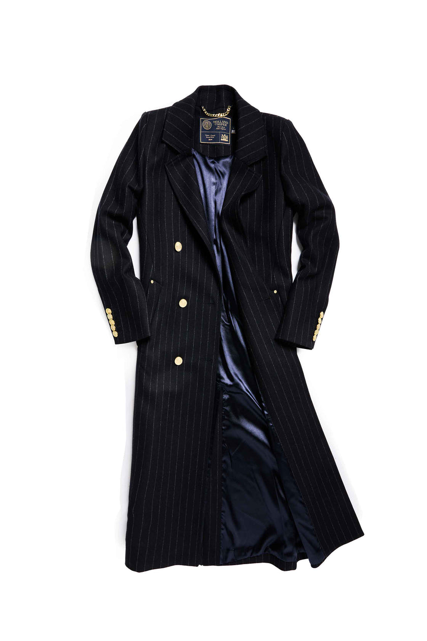 Double Breasted Coat (Dark Navy Pinstripe)