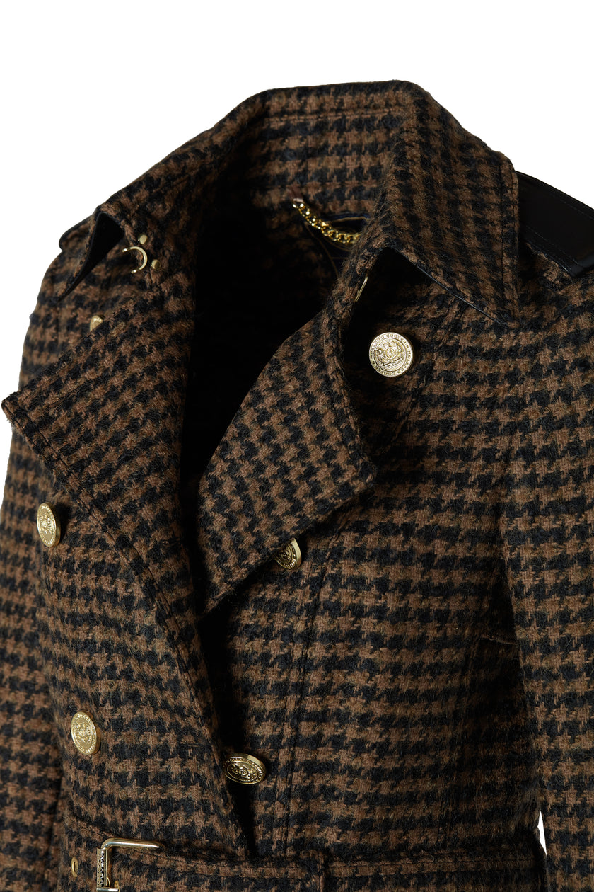 Full Length Marlborough Trench Coat (Chocolate Houndstooth)