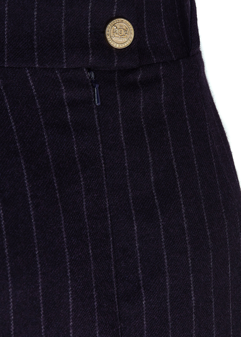 Mayfair Pencil Skirt (Navy Chalk Pinstripe)