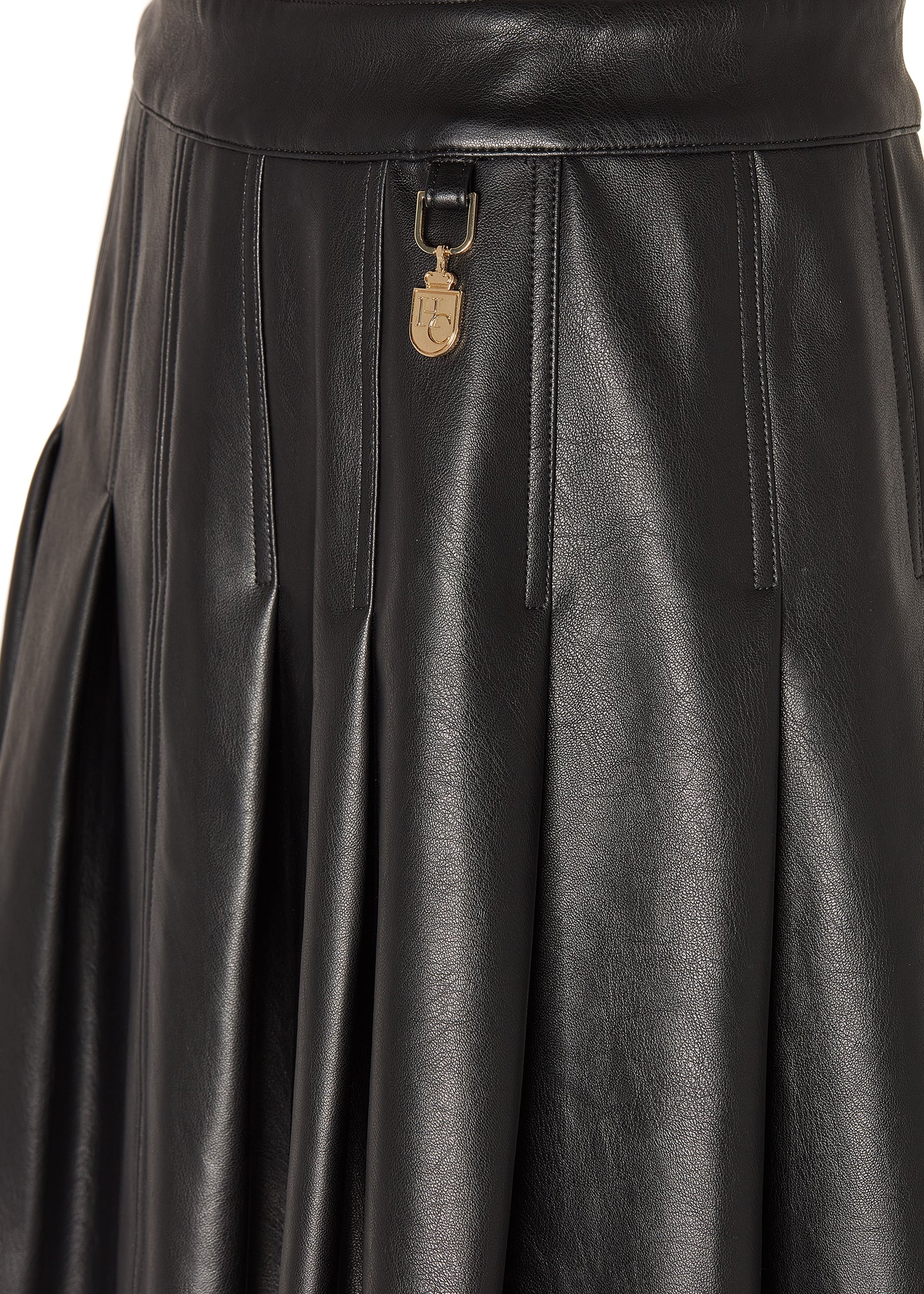 Faux Leather Pleated Mini Skirt (Black)