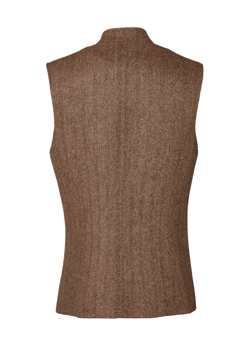 Nehru Gilet (Large Scale Brown Herringbone)