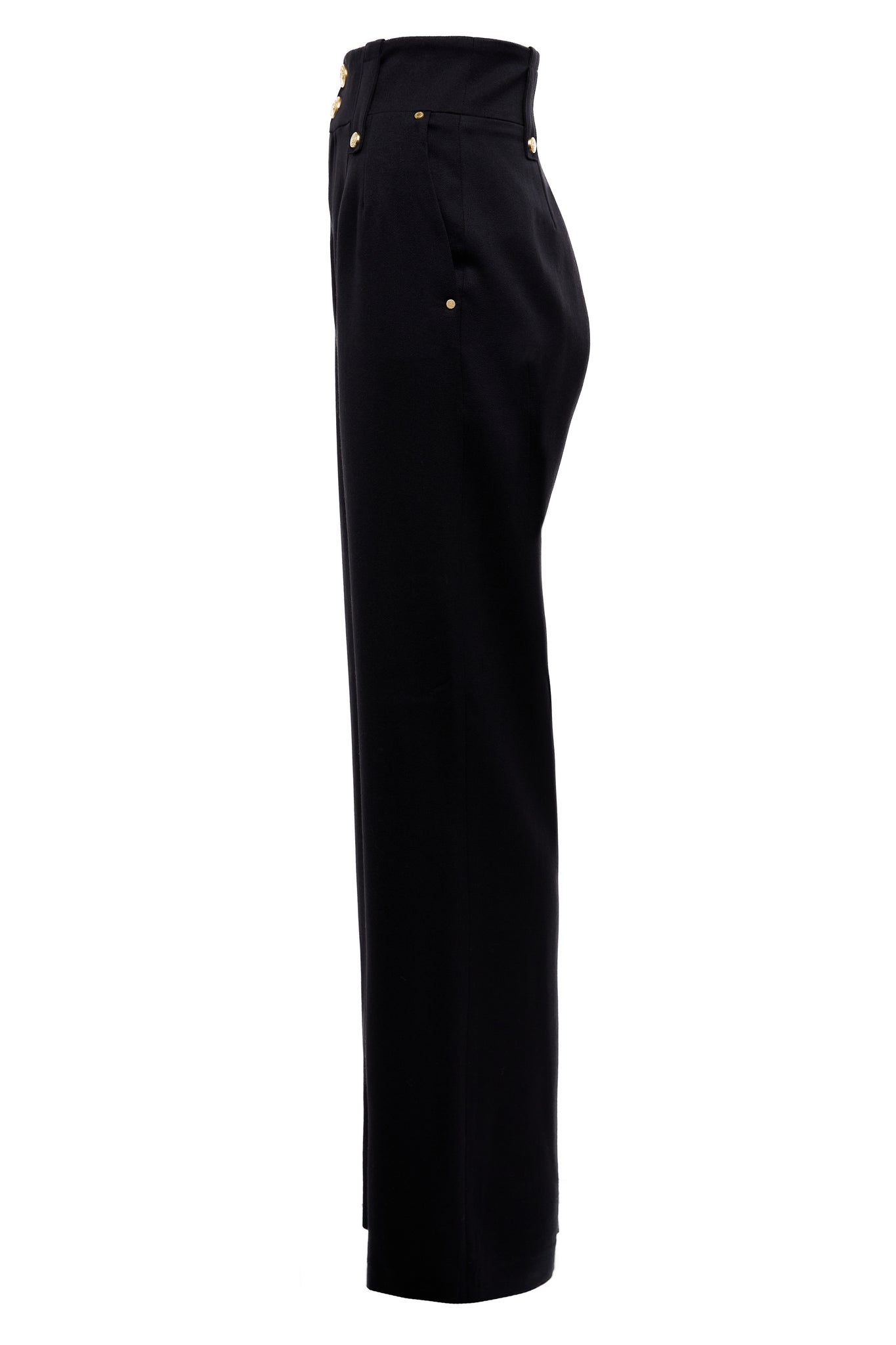 High Waisted Straight Trouser (Black Barathea)