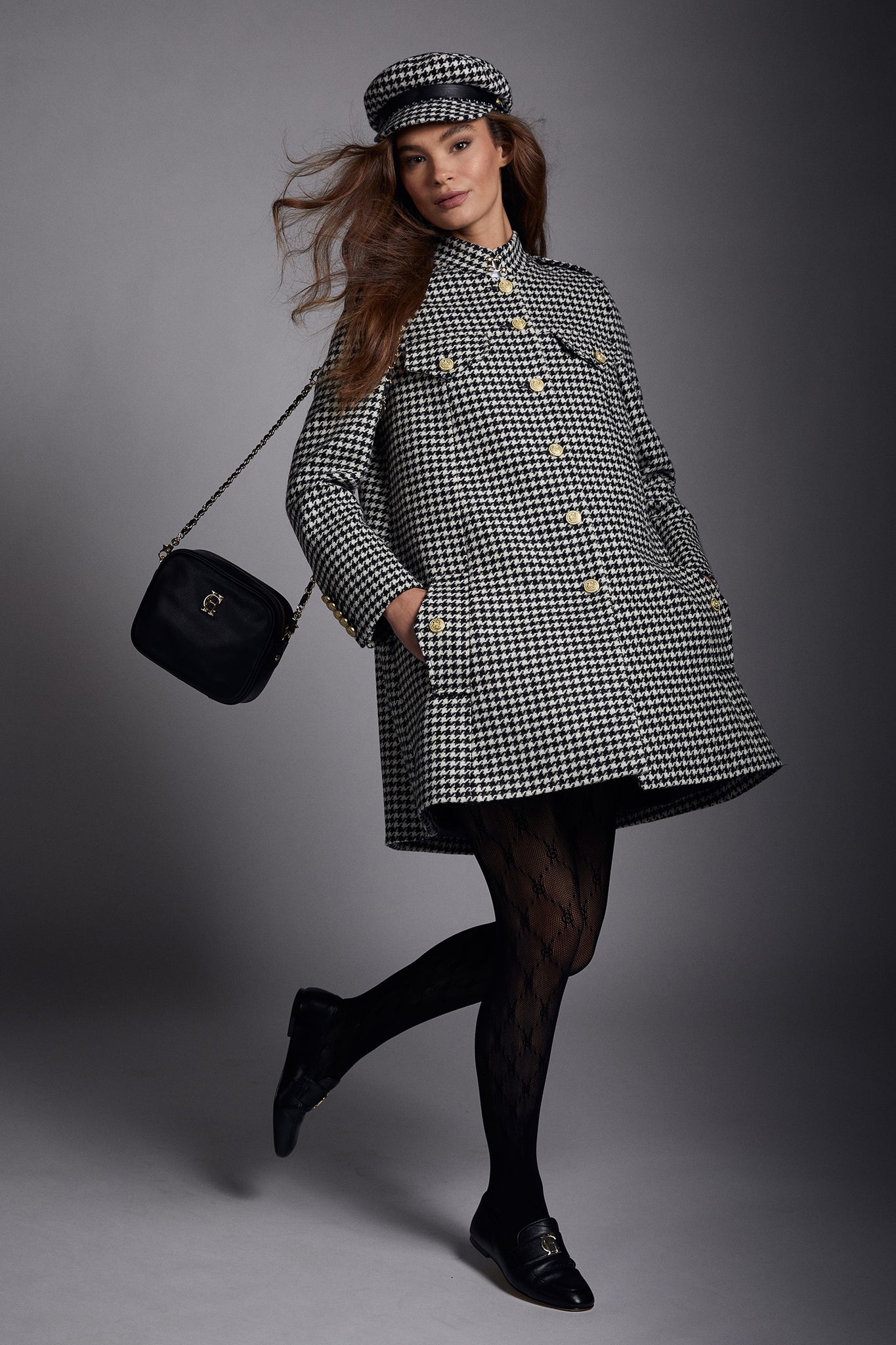 Highbury Cape Coat (Houndstooth)