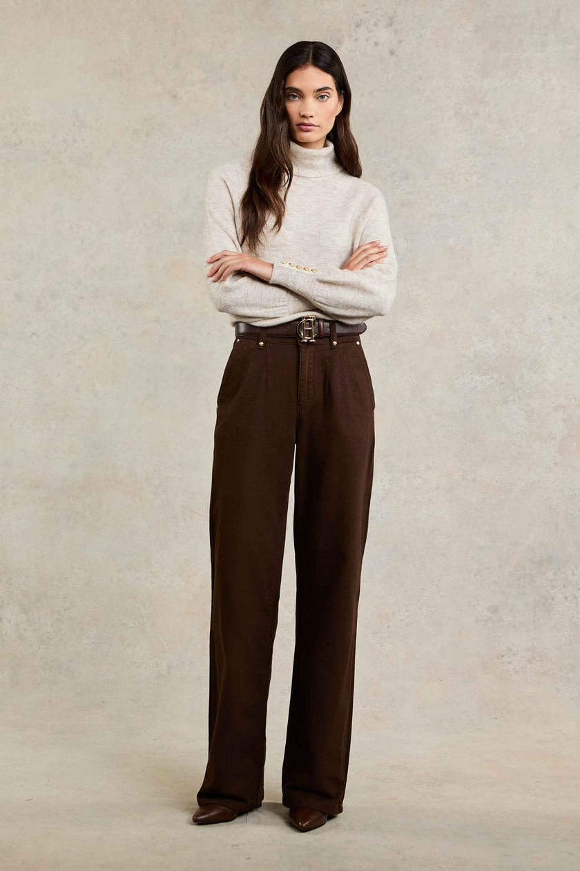 Tailored Wide Leg Jean (Chocolate)