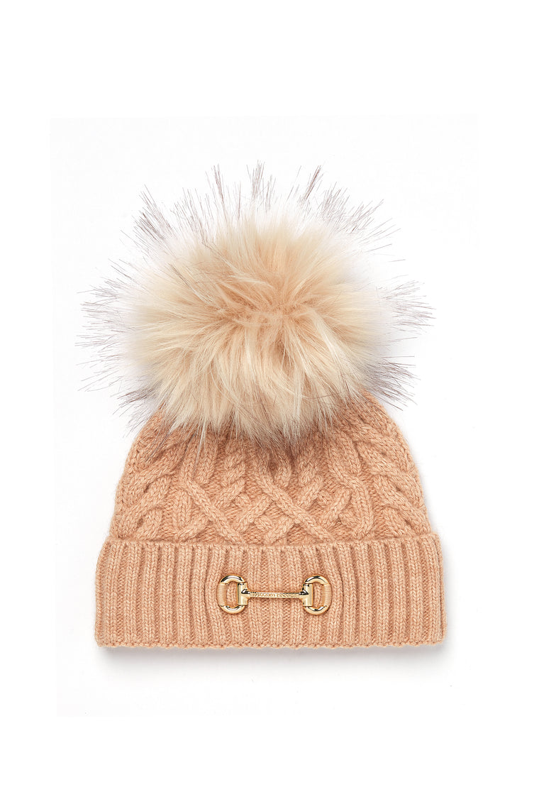 Horsebit Bobble Hat (Camel)