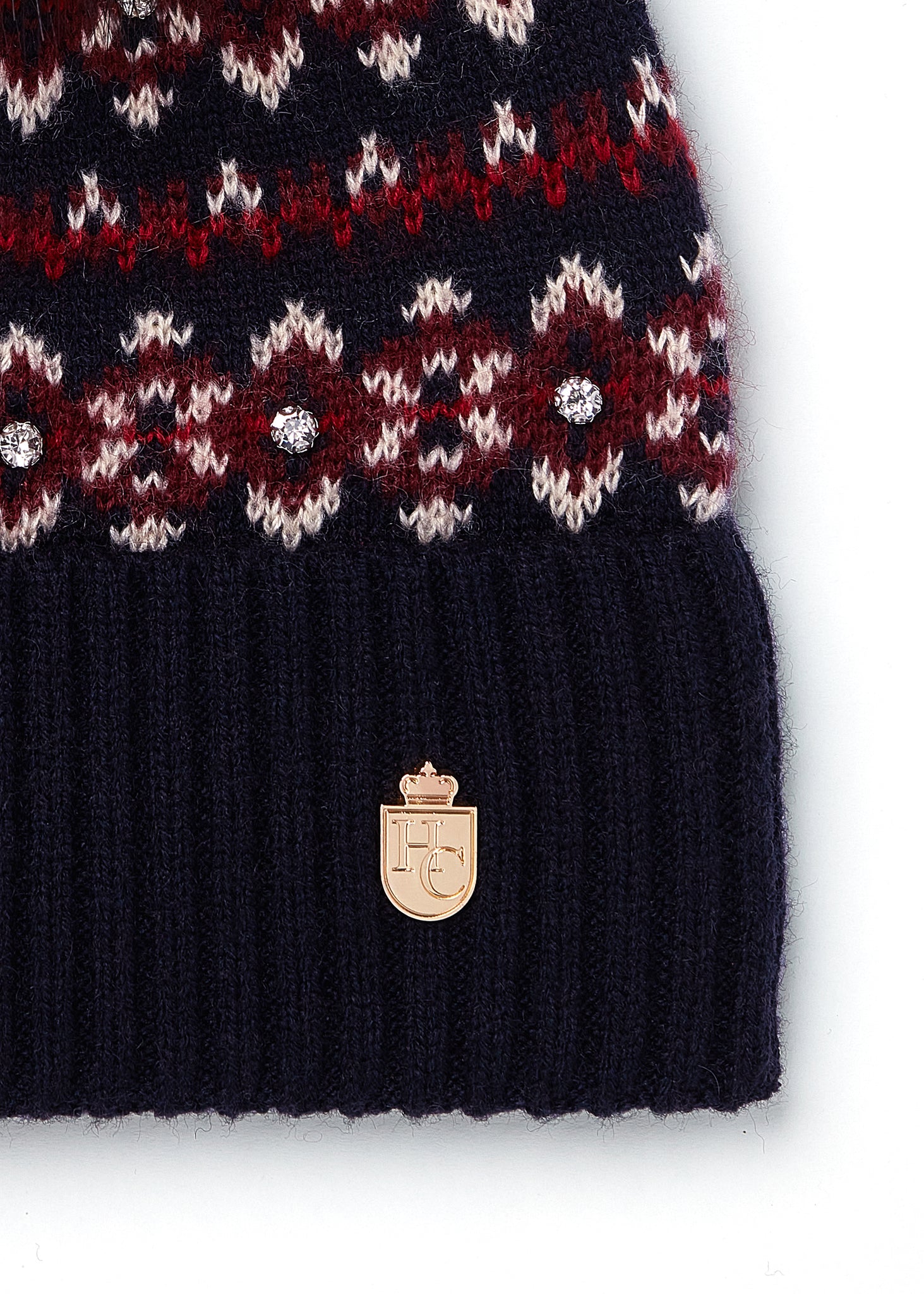 Jennifer Fairisle Bobble Hat (Ink Navy)