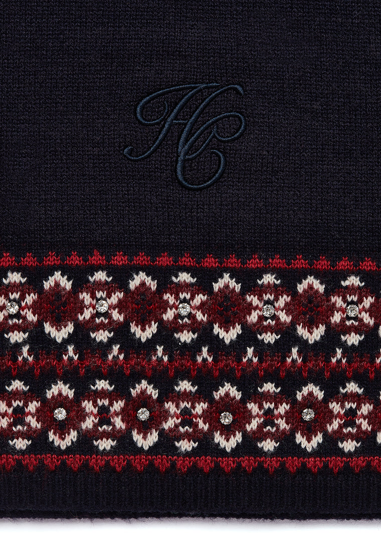 Jennifer Fairisle Scarf (Ink Navy)