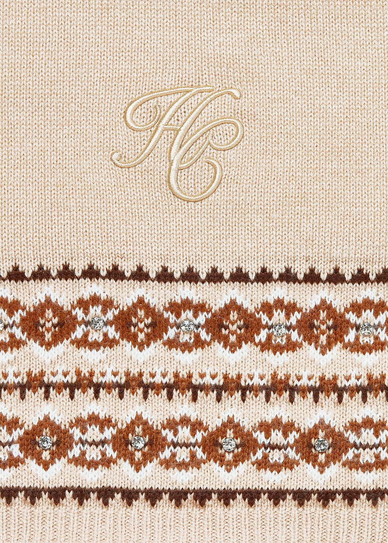 Jennifer Fairisle Scarf (Light Camel)