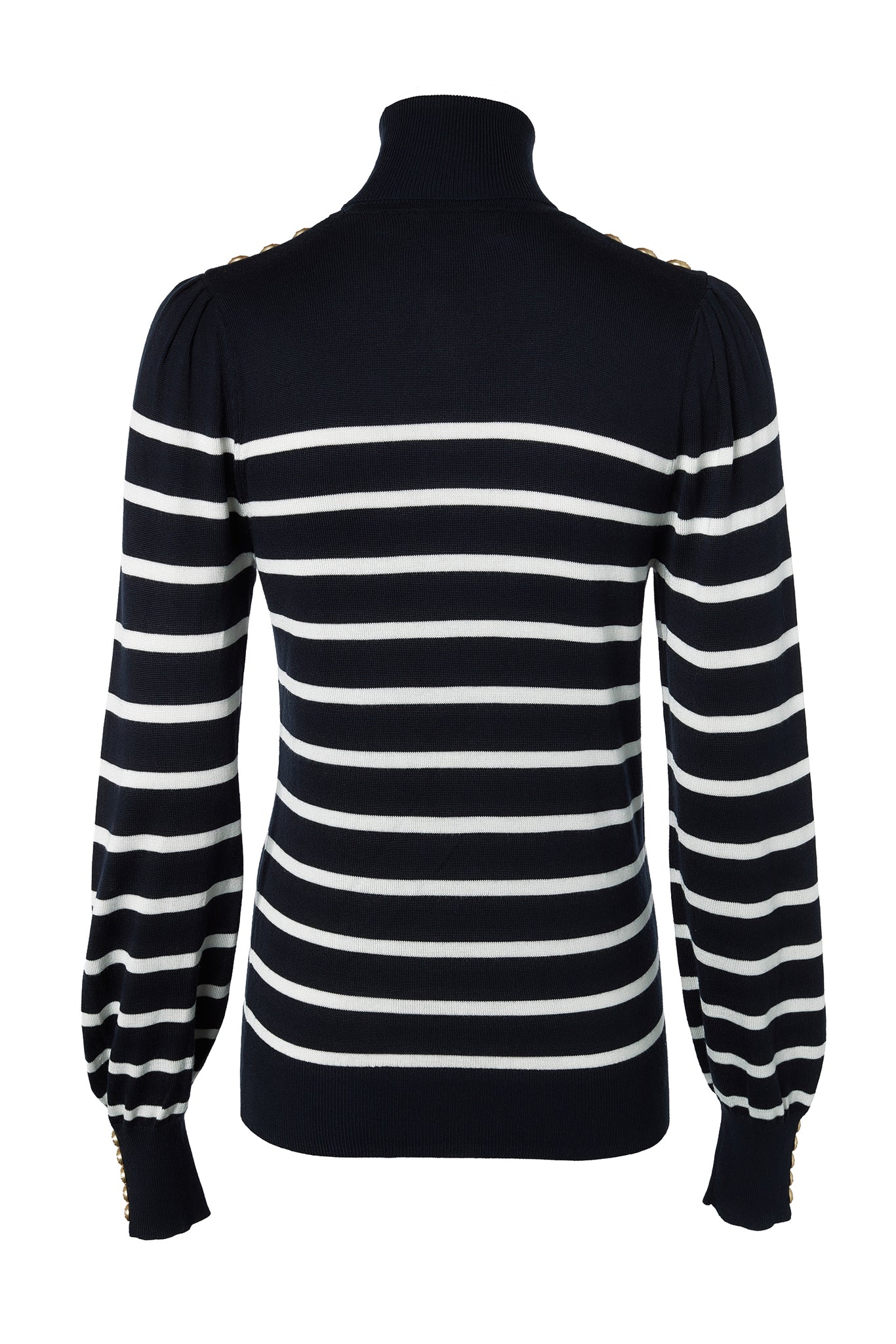 Kelsie Roll Neck Knit (Ink Navy Natural Stripe)